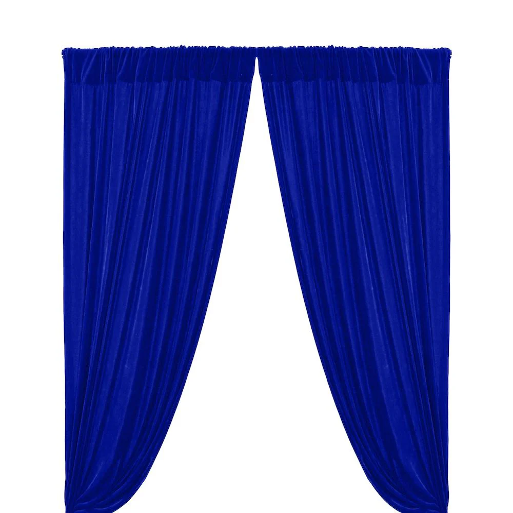 Micro Velvet Rod Pocket Curtains - Royal Blue
