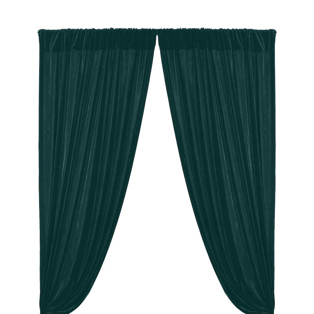 Micro Velvet Rod Pocket Curtains - Teal
