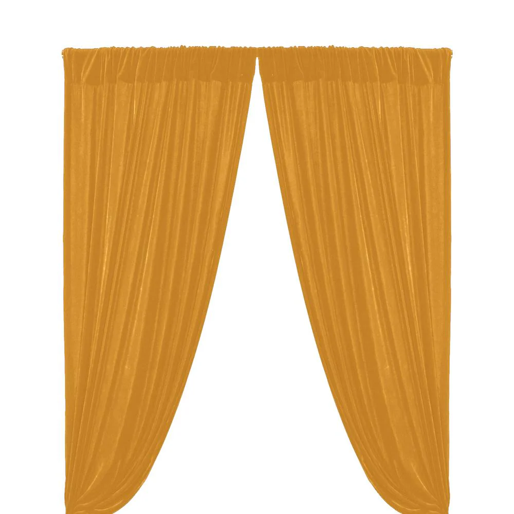 Micro Velvet Rod Pocket Curtains - Yellow