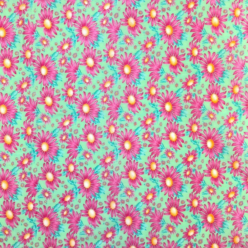 Mint Aster Print Broadcloth
