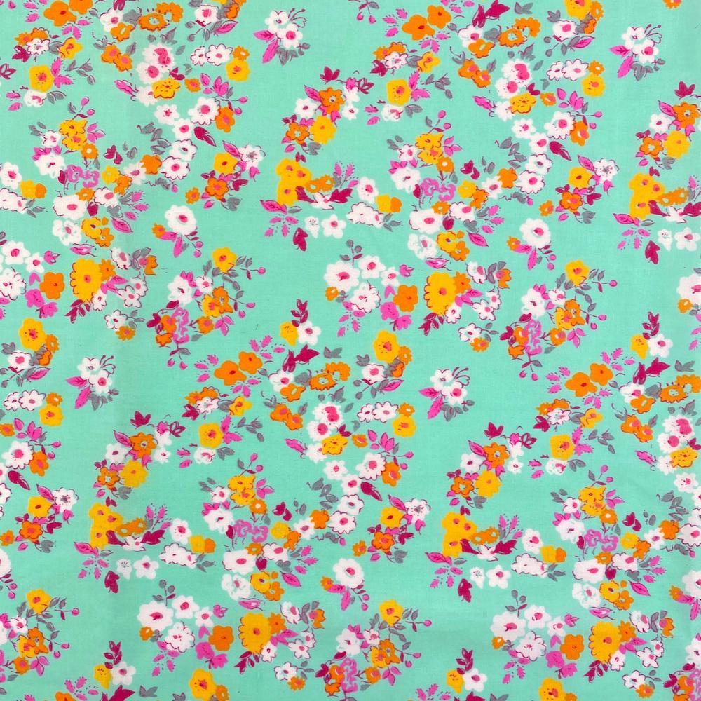 Mint Heather Garden Print Broadcloth