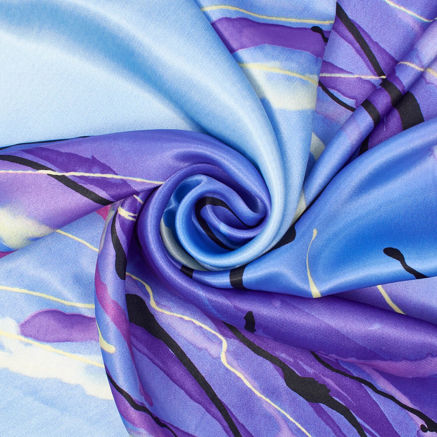Monica Blue Printed Charmeuse - Image 2