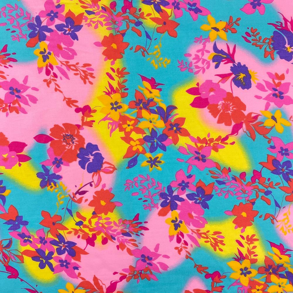 Multi-Color Tie-Dye Garden Print Broadcloth