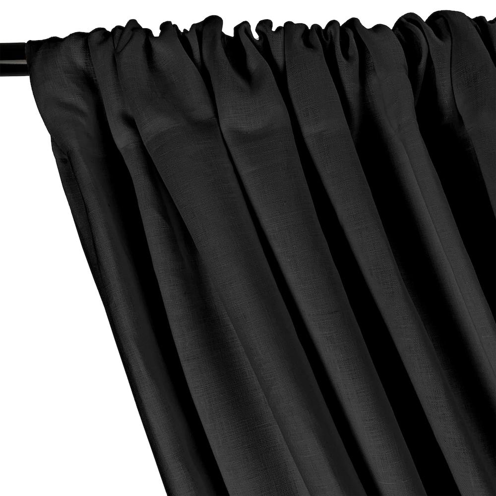 Natural Linen Rod Pocket Curtains - Black - Image 2