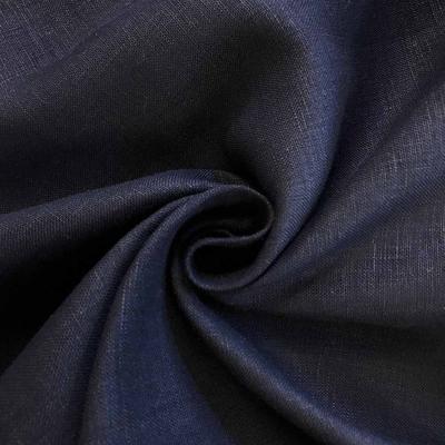 Natural Linen Rod Pocket Curtains - Navy - Image 3