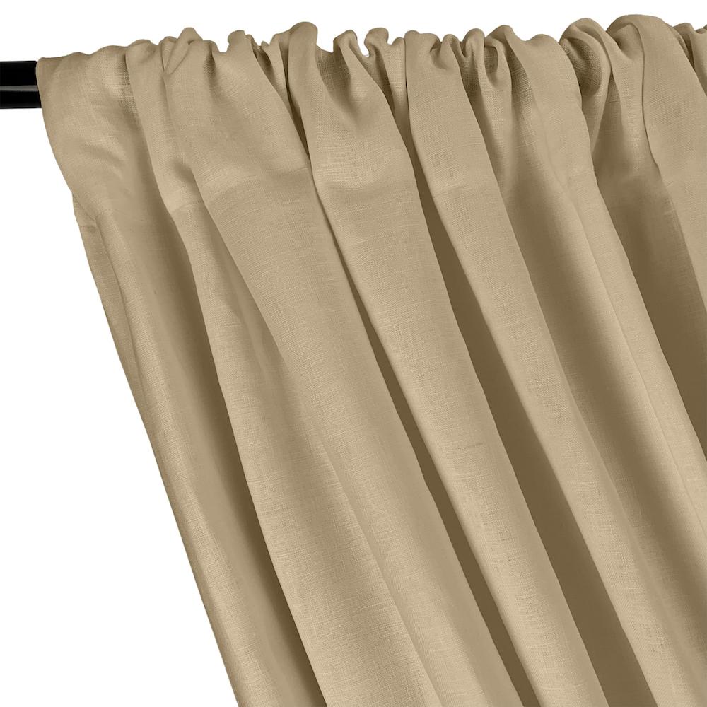 Natural Linen Rod Pocket Curtains - Sand - Image 2
