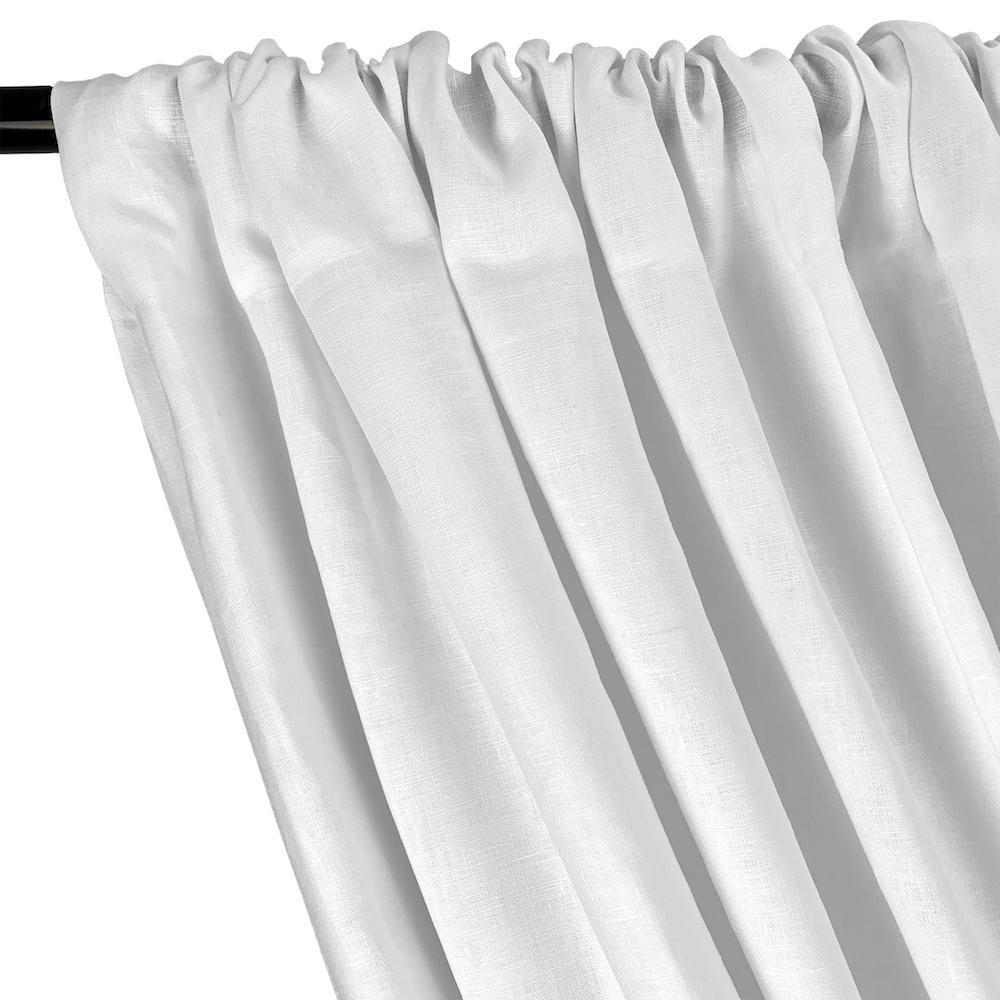 Natural Linen Rod Pocket Curtains (All Colors Available) - White - Image 2