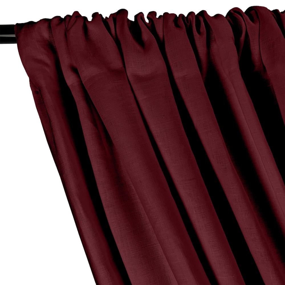 Natural Linen Rod Pocket Curtains - Wine - Image 2