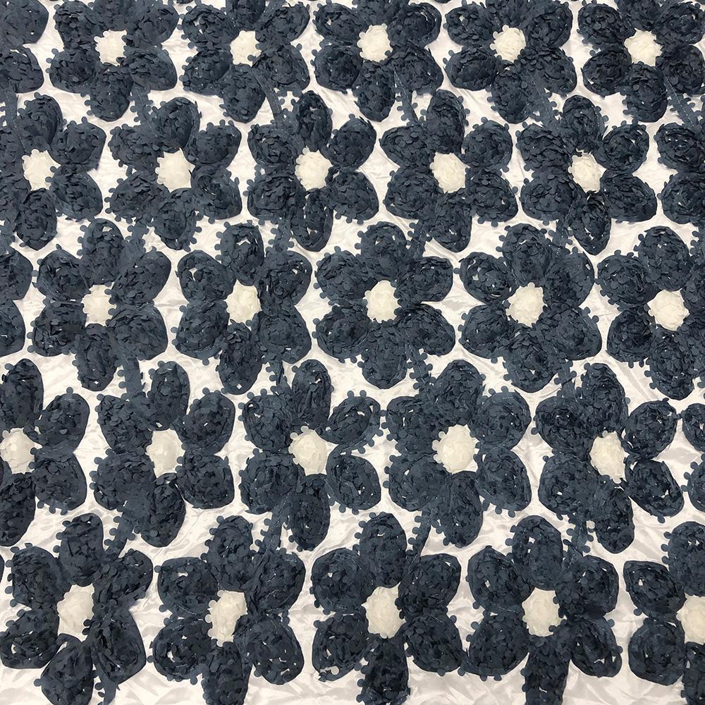 Navy Stringed Ruffle Rosette