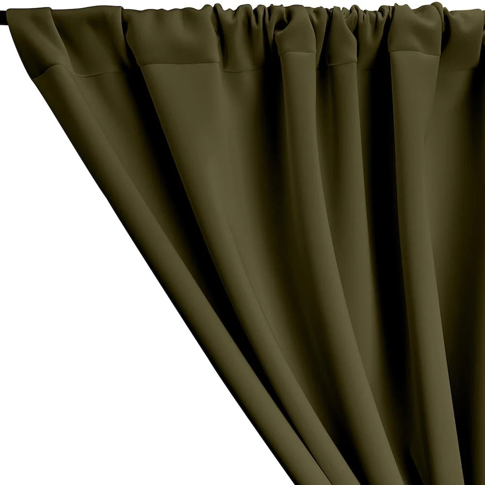 Neoprene Scuba Rod Pocket Curtains - Olive - Image 2