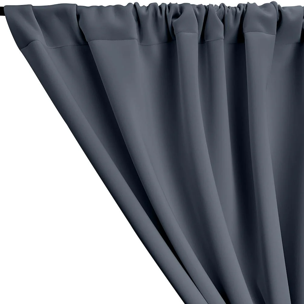 Neoprene Scuba Rod Pocket Curtains - Steel Blue - Image 2
