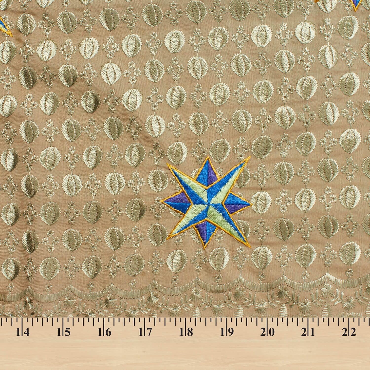 Olive Starlight Seed Embroidery Lace - Image 4