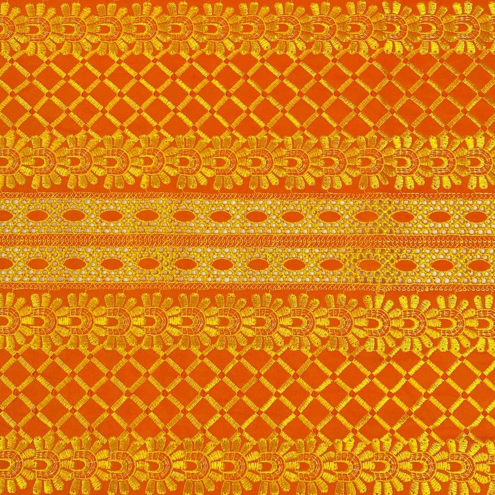 Orange Sunset Eyelet Embroidery Lace