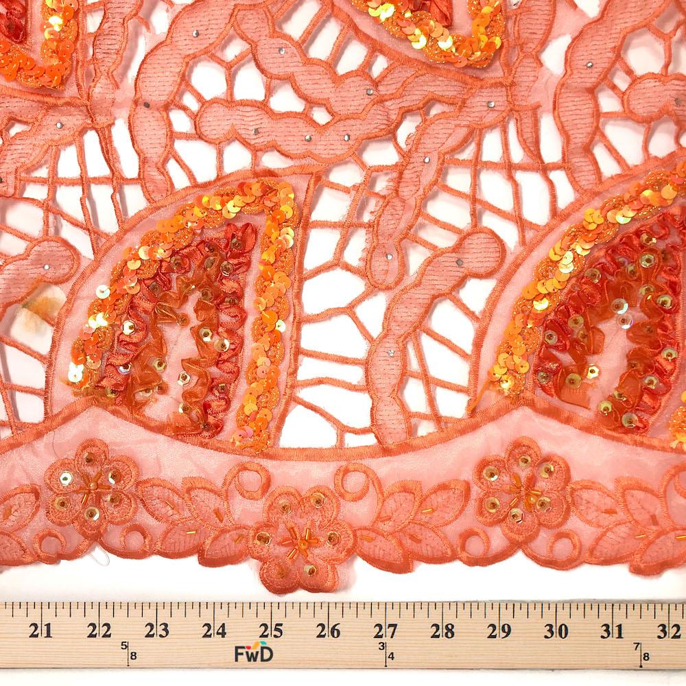 Organza Leaf Embroidery With Sequins on Chemical Lace - Image 7