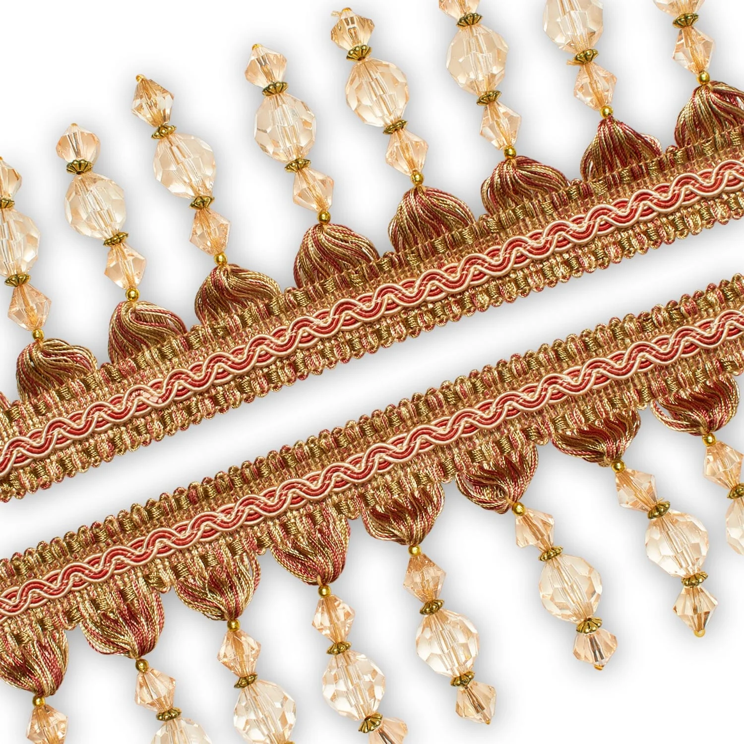 Ornamental Beaded Rhinestone Tassel Fringe Trim - Image 12