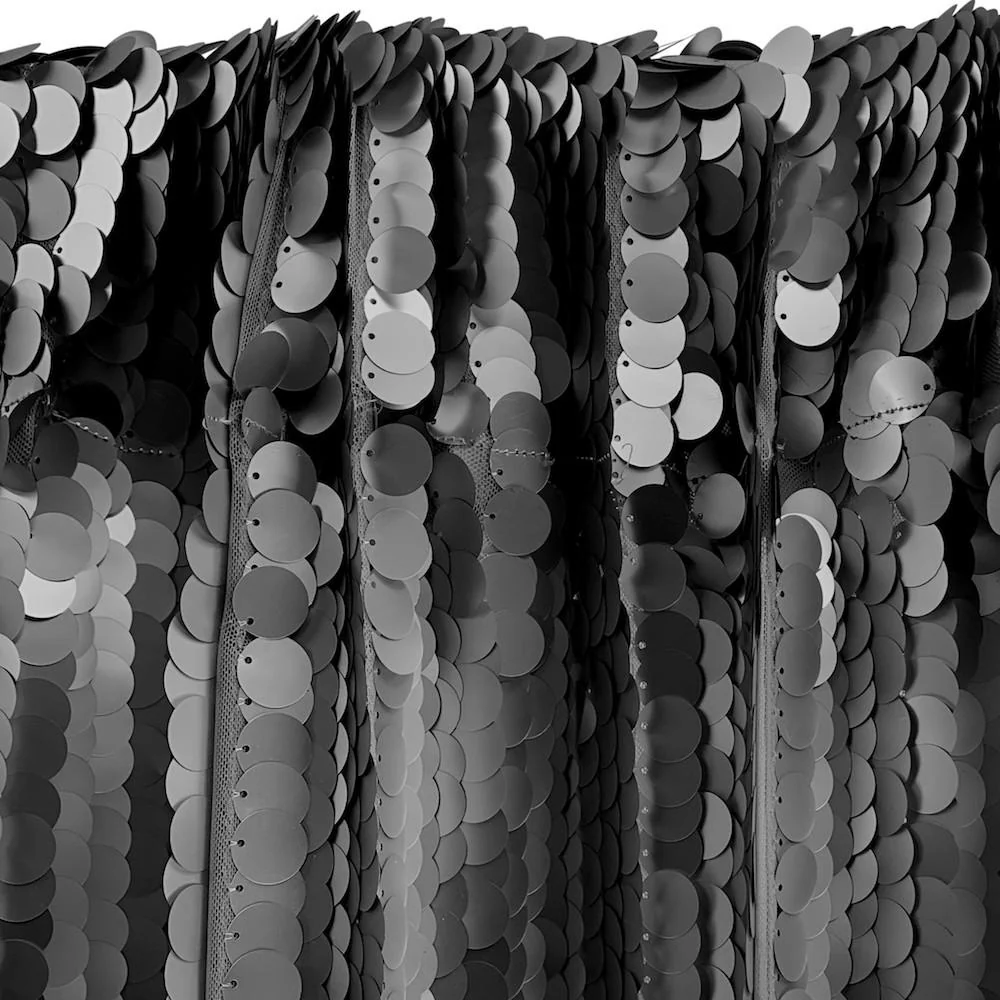 Paillette Circle Sequins Rod Pocket Curtains - Black - Image 3