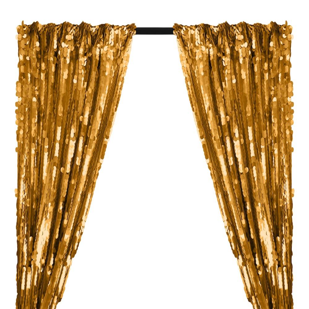 Paillette Circle Sequins Rod Pocket Curtains - Gold