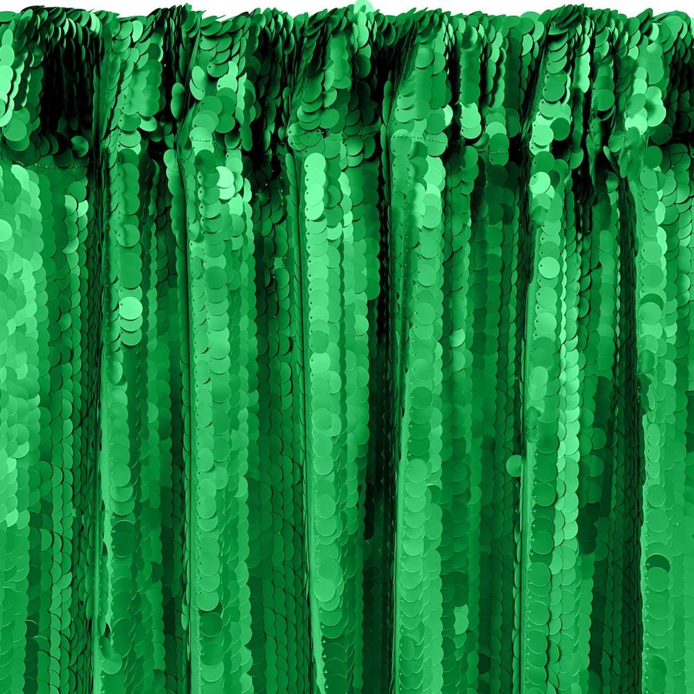 Paillette Circle Sequins Rod Pocket Curtains - Kelly Green - Image 2