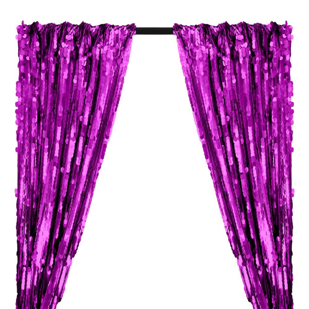 Paillette Circle Sequins Rod Pocket Curtains - Purple