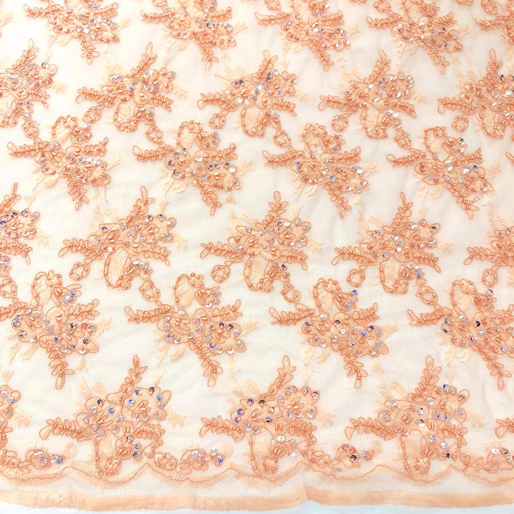 Peach Queen Beaded Lace