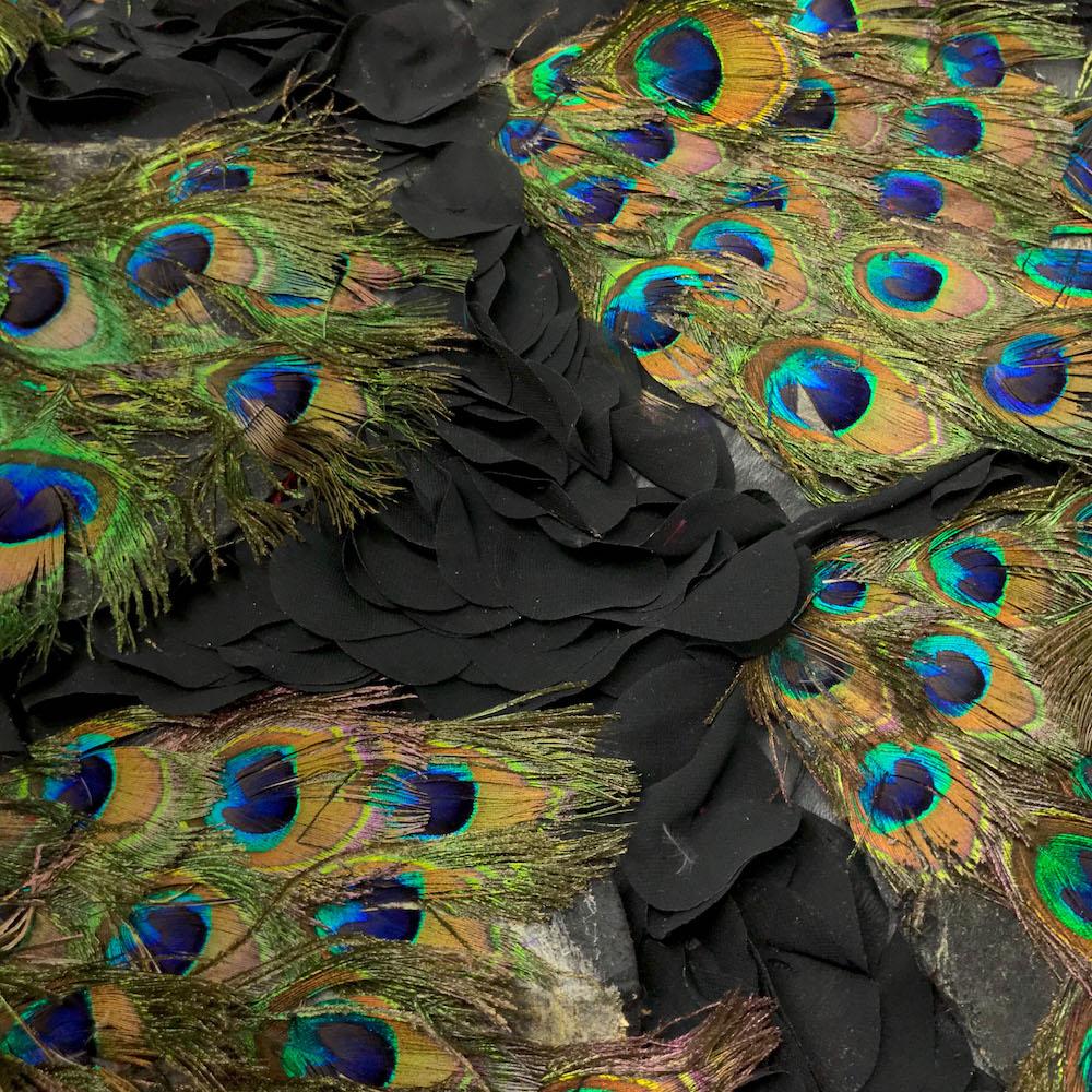 Peacock Feather Patches on Georgette - Image 3