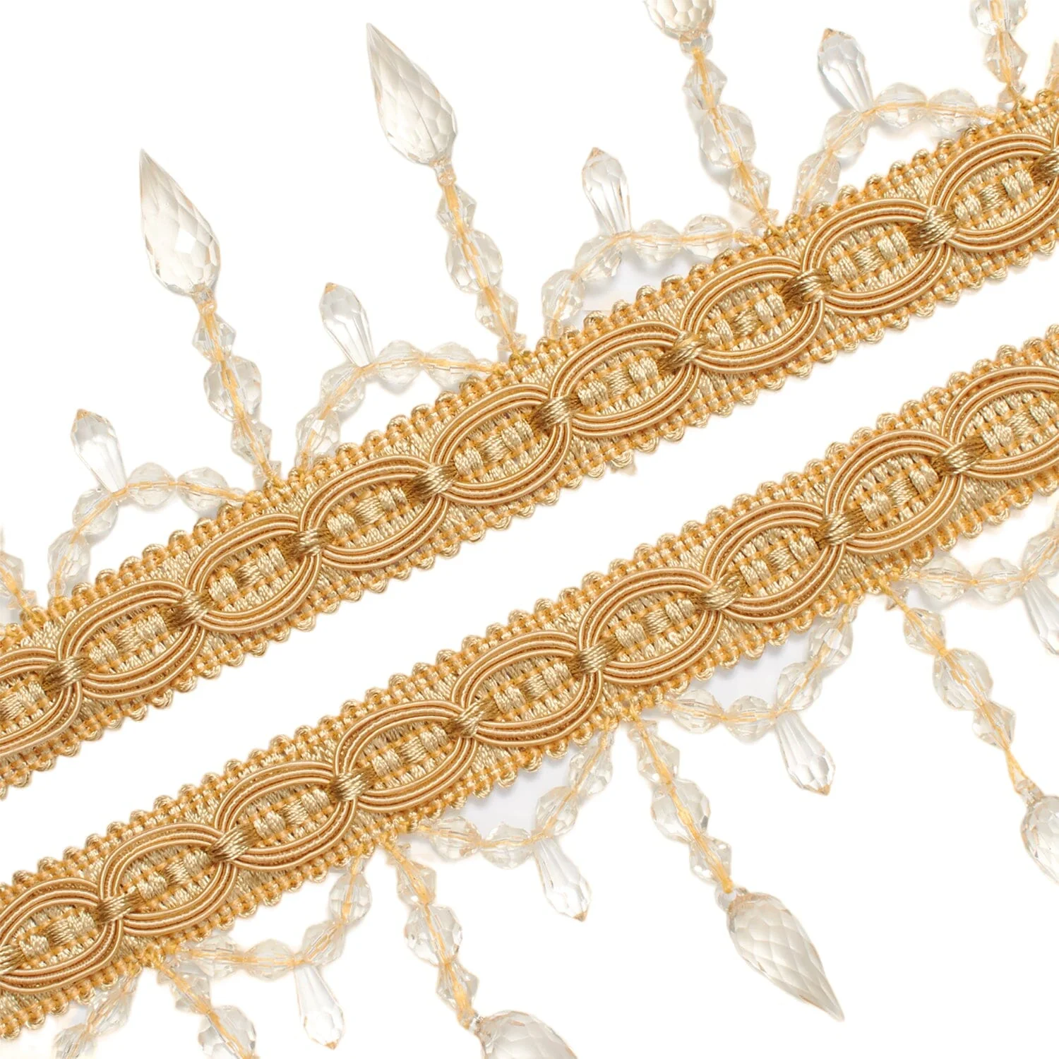 Pear Drop Beaded Rhinestone Tassel Fringe Trim - Image 9