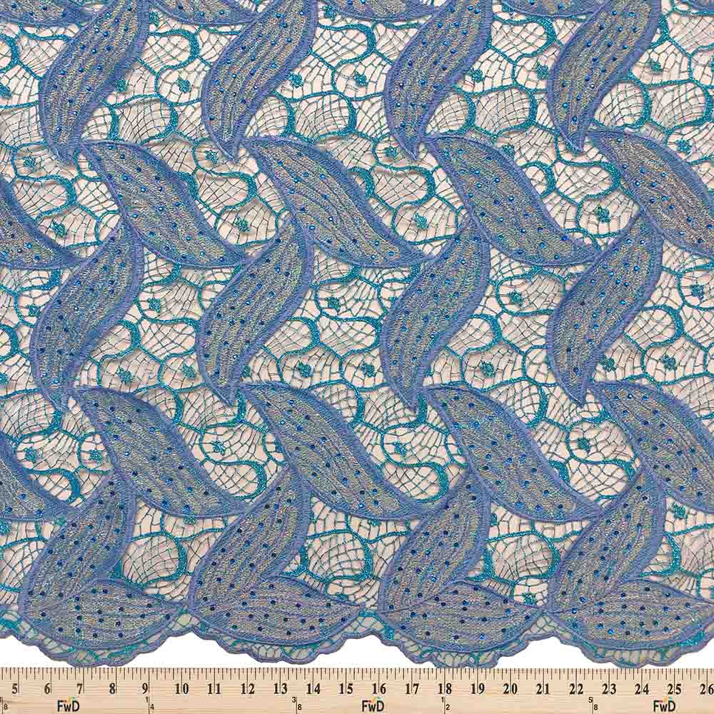 Periwinkle Leaf Corded Embroidery Lace with Stone - Image 4