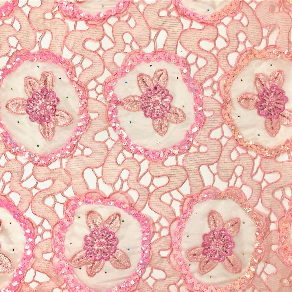 Pink Daffodil Lace with Sequins