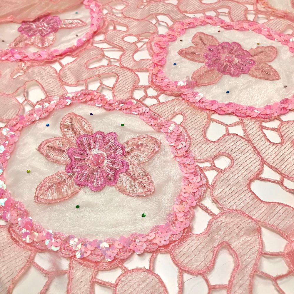 Pink Daffodil Lace with Sequins - Image 2