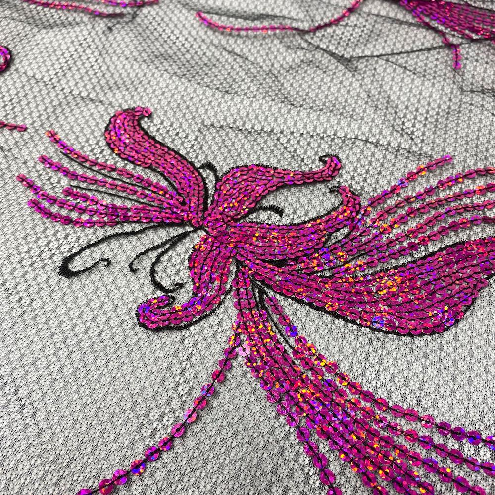 Pink Flamingo Sequin Reed on Mesh - Image 2