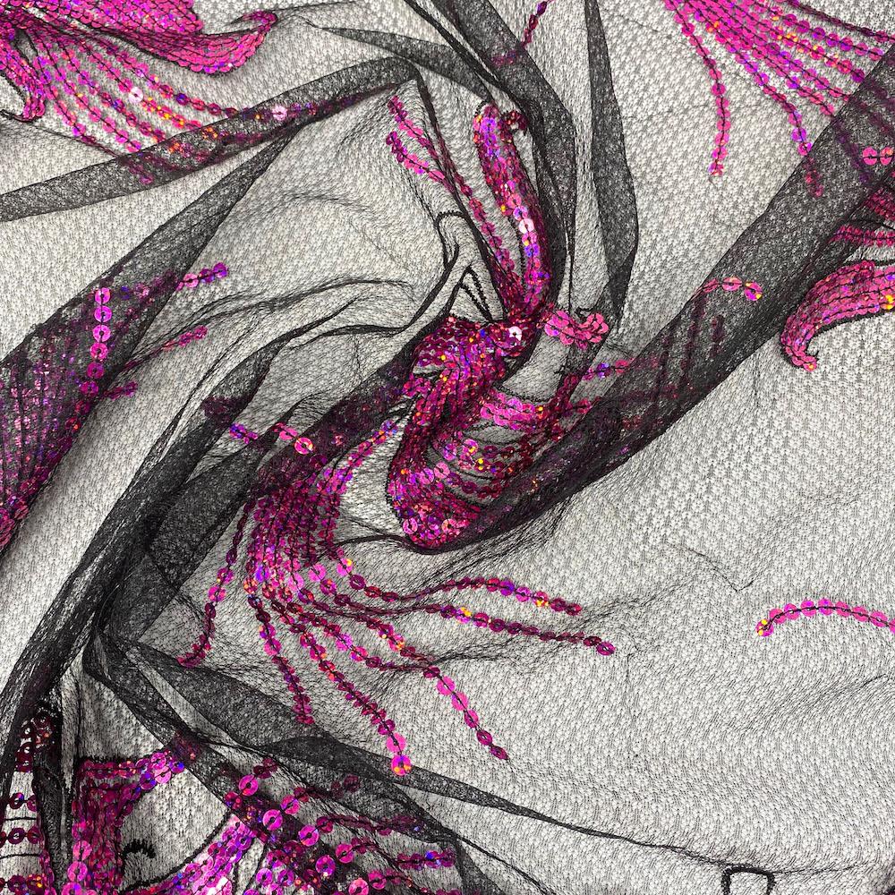 Pink Flamingo Sequin Reed on Mesh - Image 3