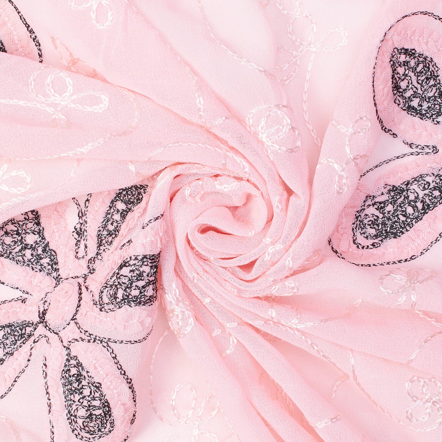 Pink Floral Embroidery on Georgette - Image 3