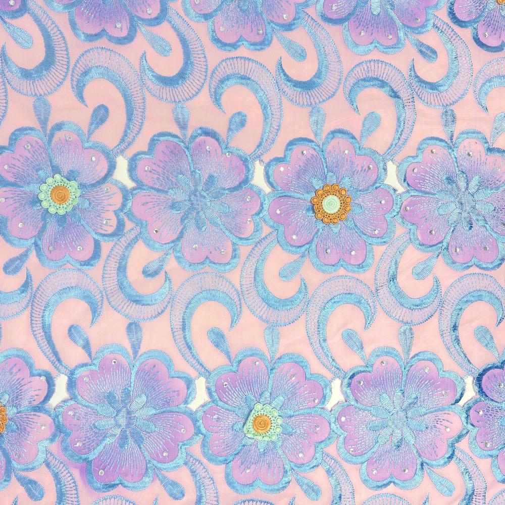 Pink Royal Floral Anemone Rhinestone Organza Lace