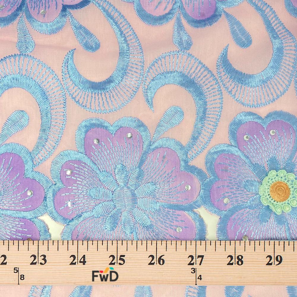 Pink Royal Floral Anemone Rhinestone Organza Lace - Image 4