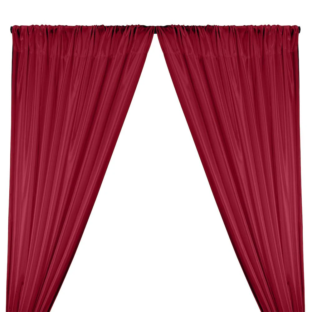 Poly China Silk Lining Rod Pocket Curtains - Burgundy