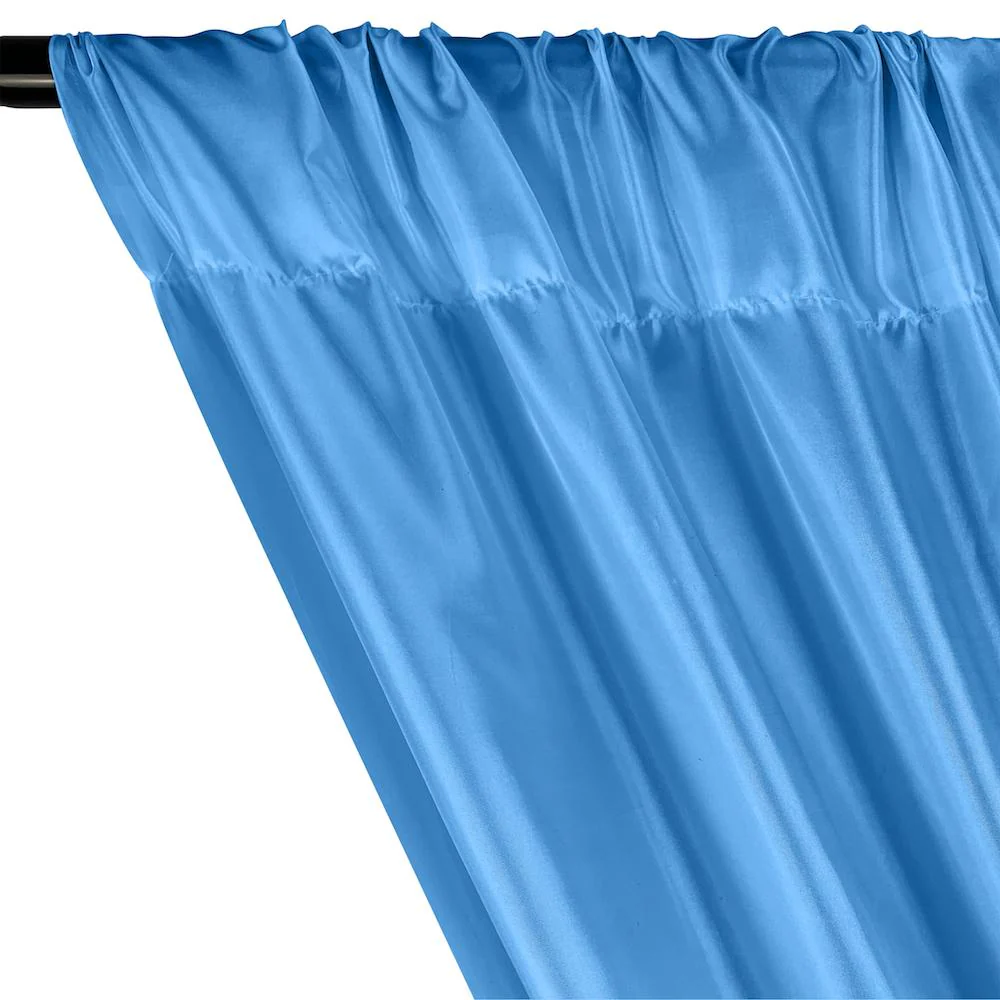 Poly China Silk Lining Rod Pocket Curtains - Dark Blue - Image 2