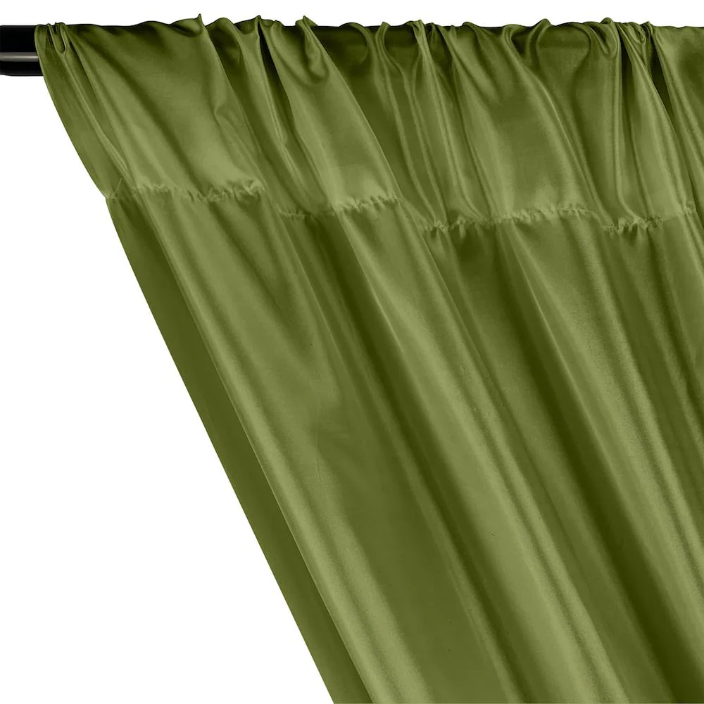 Poly China Silk Lining Rod Pocket Curtains - Dark Olive - Image 2