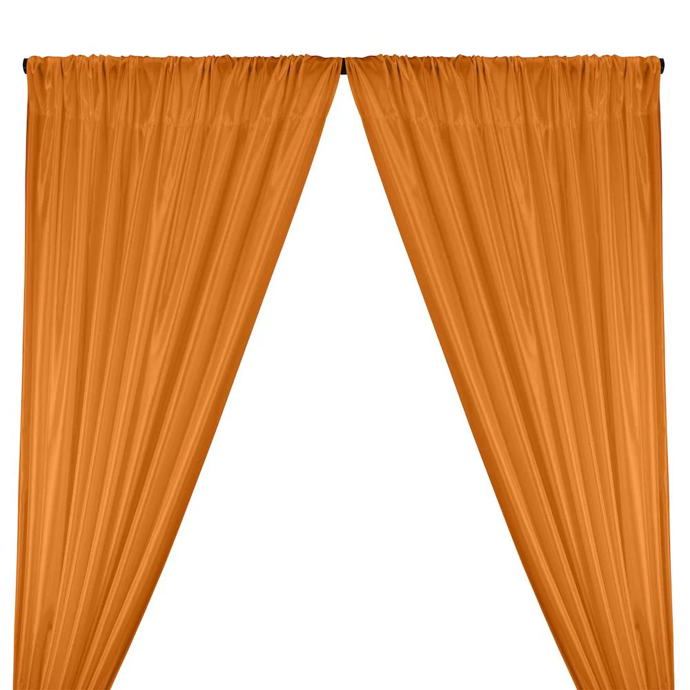 Poly China Silk Lining Rod Pocket Curtains - Dark Orange