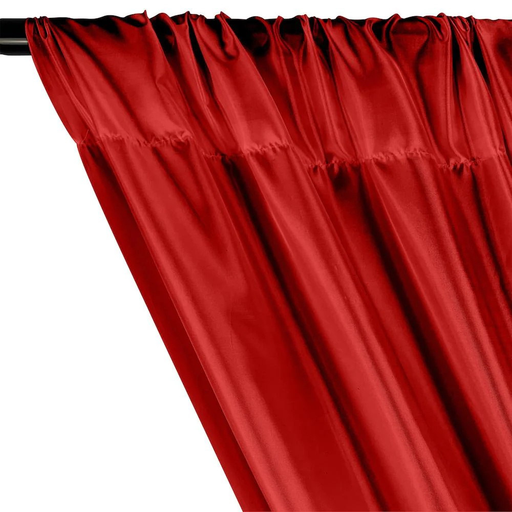Poly China Silk Lining Rod Pocket Curtains - Dark Red - Image 2