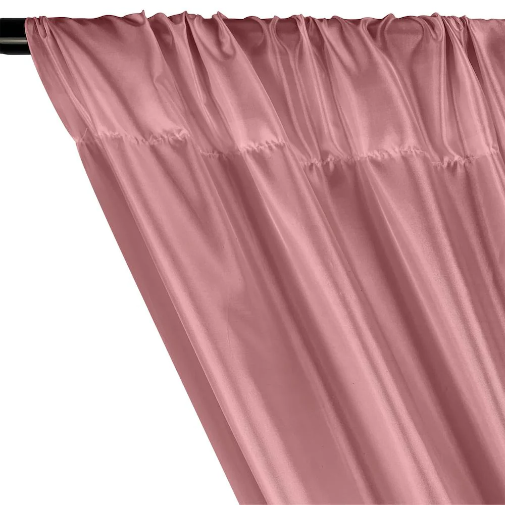 Poly China Silk Lining Rod Pocket Curtains - Dusty Rose - Image 2