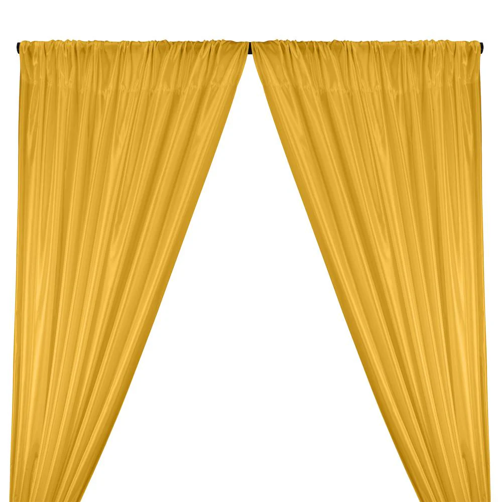 Poly China Silk Lining Rod Pocket Curtains - Gold