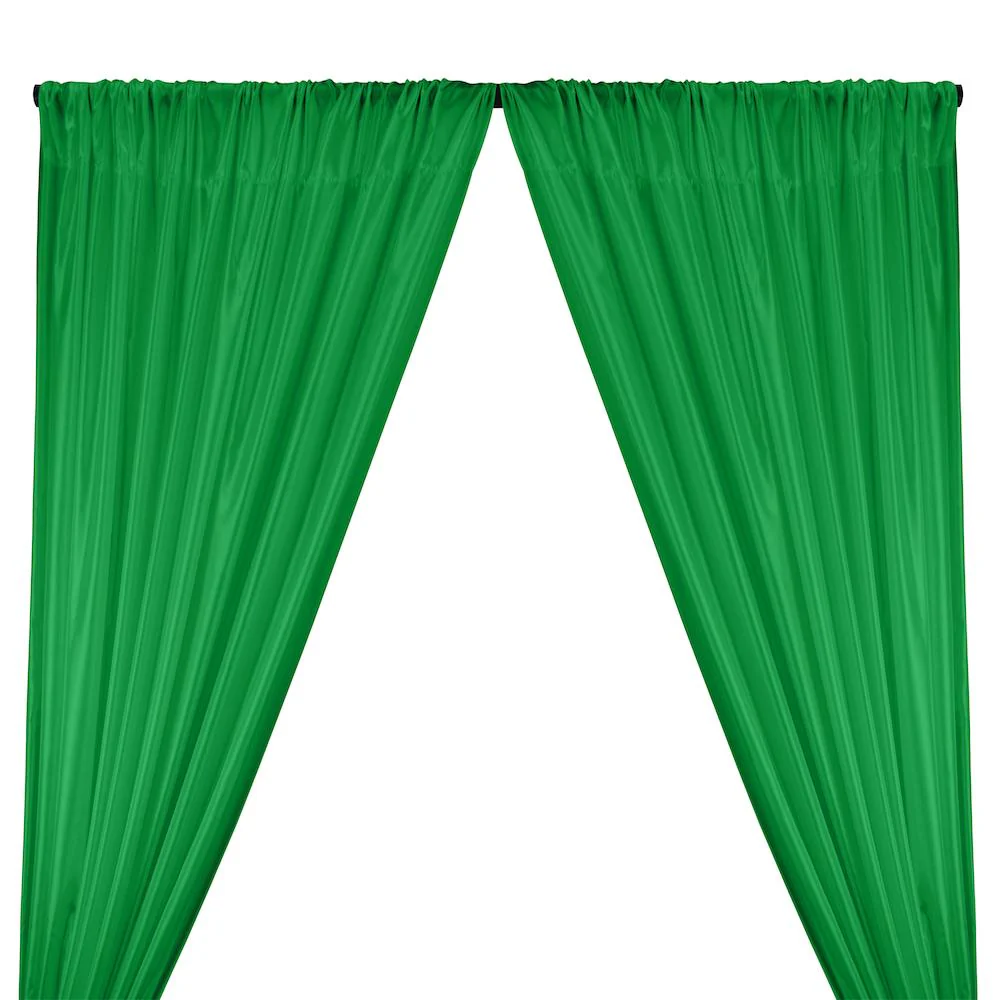 Poly China Silk Lining Rod Pocket Curtains - Kelly Green
