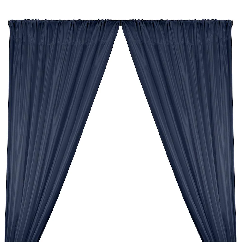 Poly China Silk Lining Rod Pocket Curtains - Midnight Blue