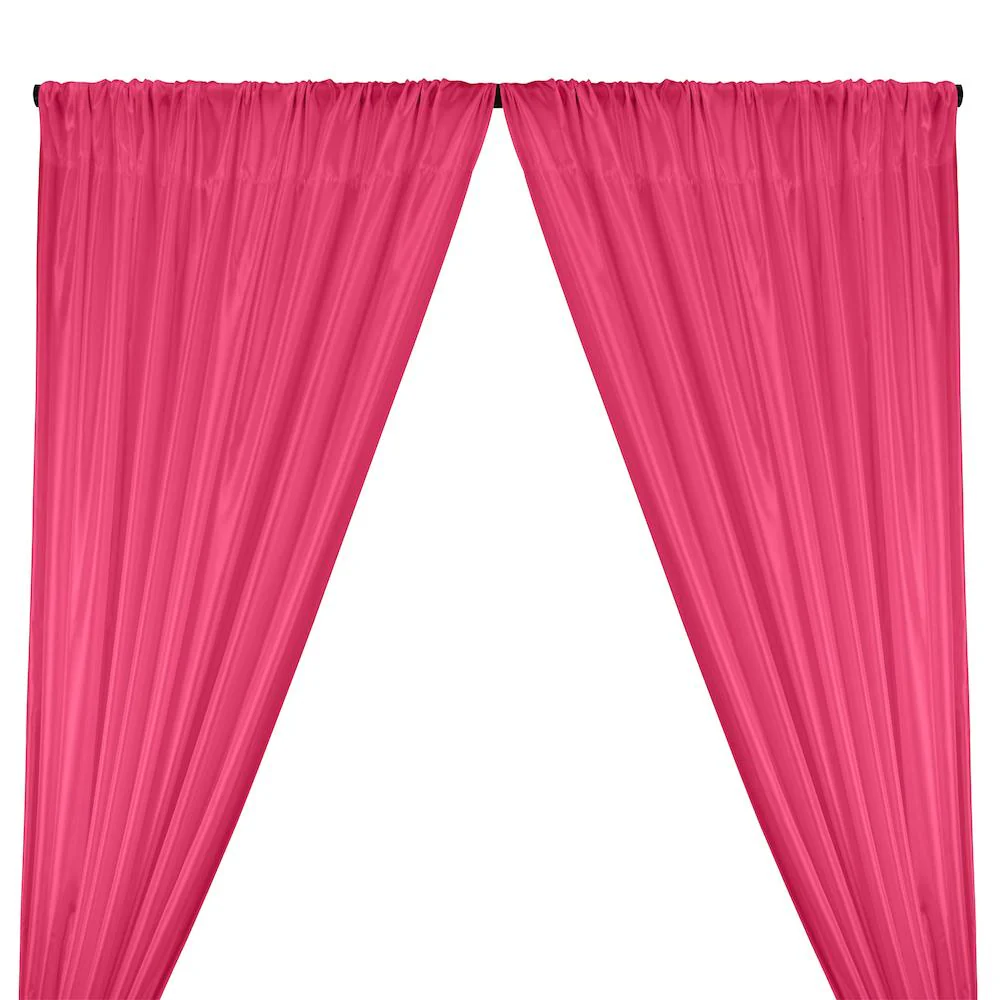 Poly China Silk Lining Rod Pocket Curtains - Neon Fuchsia
