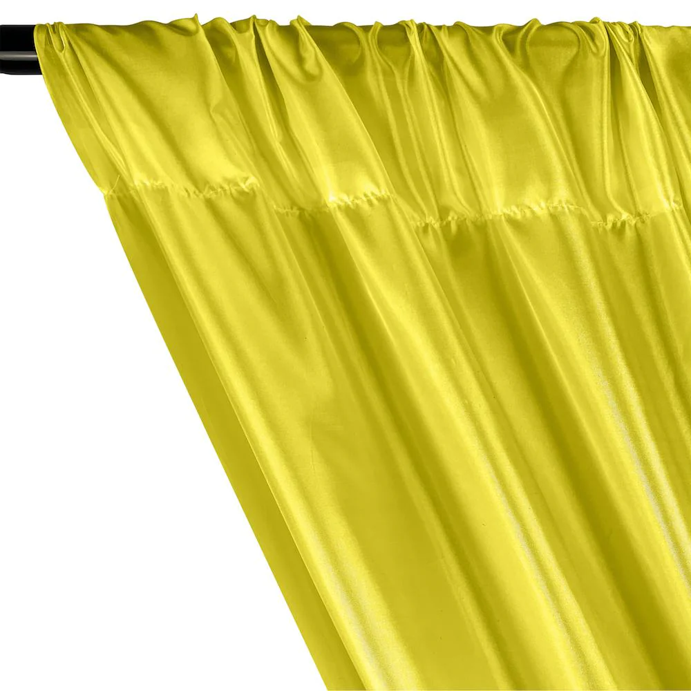 Poly China Silk Lining Rod Pocket Curtains - Neon Yellow - Image 2