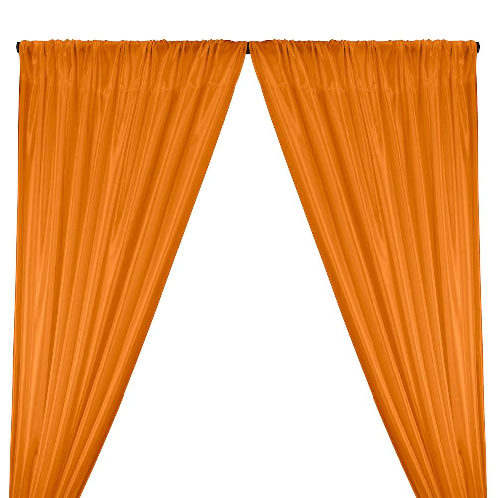 Poly China Silk Lining Rod Pocket Curtains - Orange