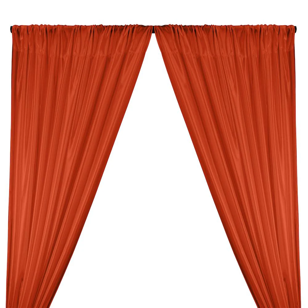 Poly China Silk Lining Rod Pocket Curtains - Rust