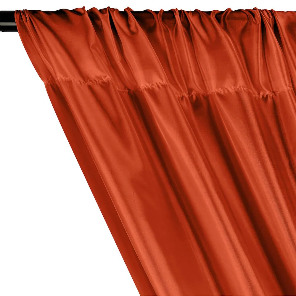Poly China Silk Lining Rod Pocket Curtains - Rust - Image 2