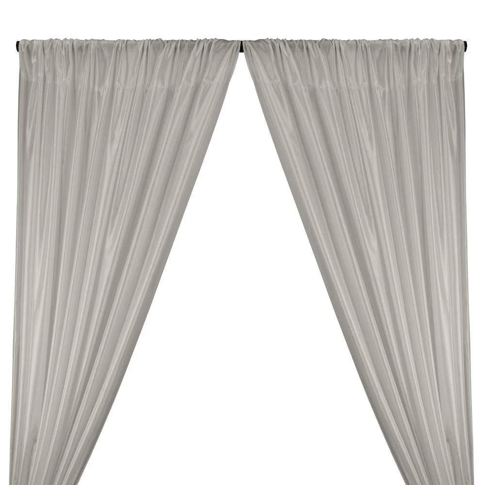 Poly China Silk Lining Rod Pocket Curtains - Silver