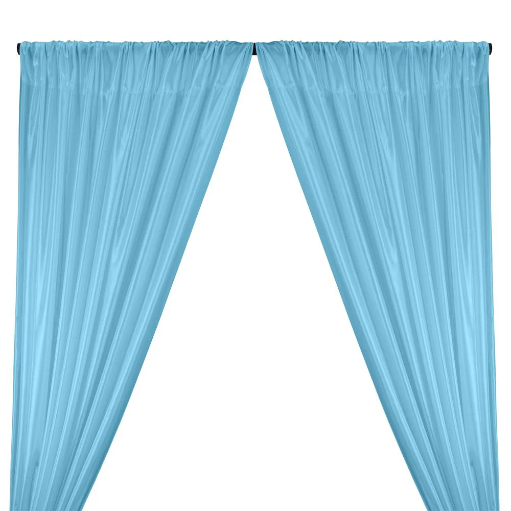 Poly China Silk Lining Rod Pocket Curtains - Sky Blue